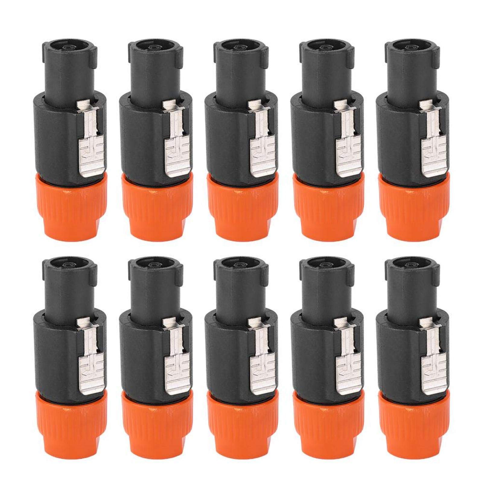 Speakon Plug, Audio Cable Connector, 10PCS C-NL4FC Audio Speaker Connector Waterproof 4 Pin Speakon Plug Cable Connector(Orange)