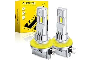 AUXITO H11B LED Bulbs, 600% Brighter Ultra-Bright, Plug N Play, Long Lifespan, No Flicker, 98% Compatibility, 2PCS