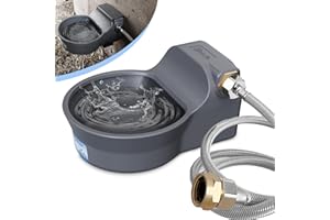 PETSOLON Automatic Dog Water Dispenser with Anti-tip Bracket, 68 oz Outdoor Dog Water Bowl Dispenser, Auto Refill Water Feeder for Pets & Livestock, Food Grade Waterer Fit 3/4" GHT Faucet, Wide Mouth