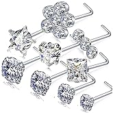 Carperton 14k Gold Plated Nose Rings Studs for Women 316L Surgical Steel Nose Piercings 22g/20g/18g Gauges 1.5mm/2mm/2.5mm/3mm/3.5mm/4.5mm Sizes