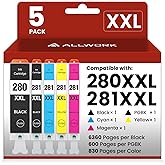 ALLWORK 280XXL 281XXL Compatible Replacement for Canon 280 281 TR8620a Ink Cartridges PGI-280XXL CLI-281XXL 280 XXL 281 XXL Compatible with TR8620 TS702a TS9521C TR8520 TS6220 TS6320 TS8220 5-Pack
