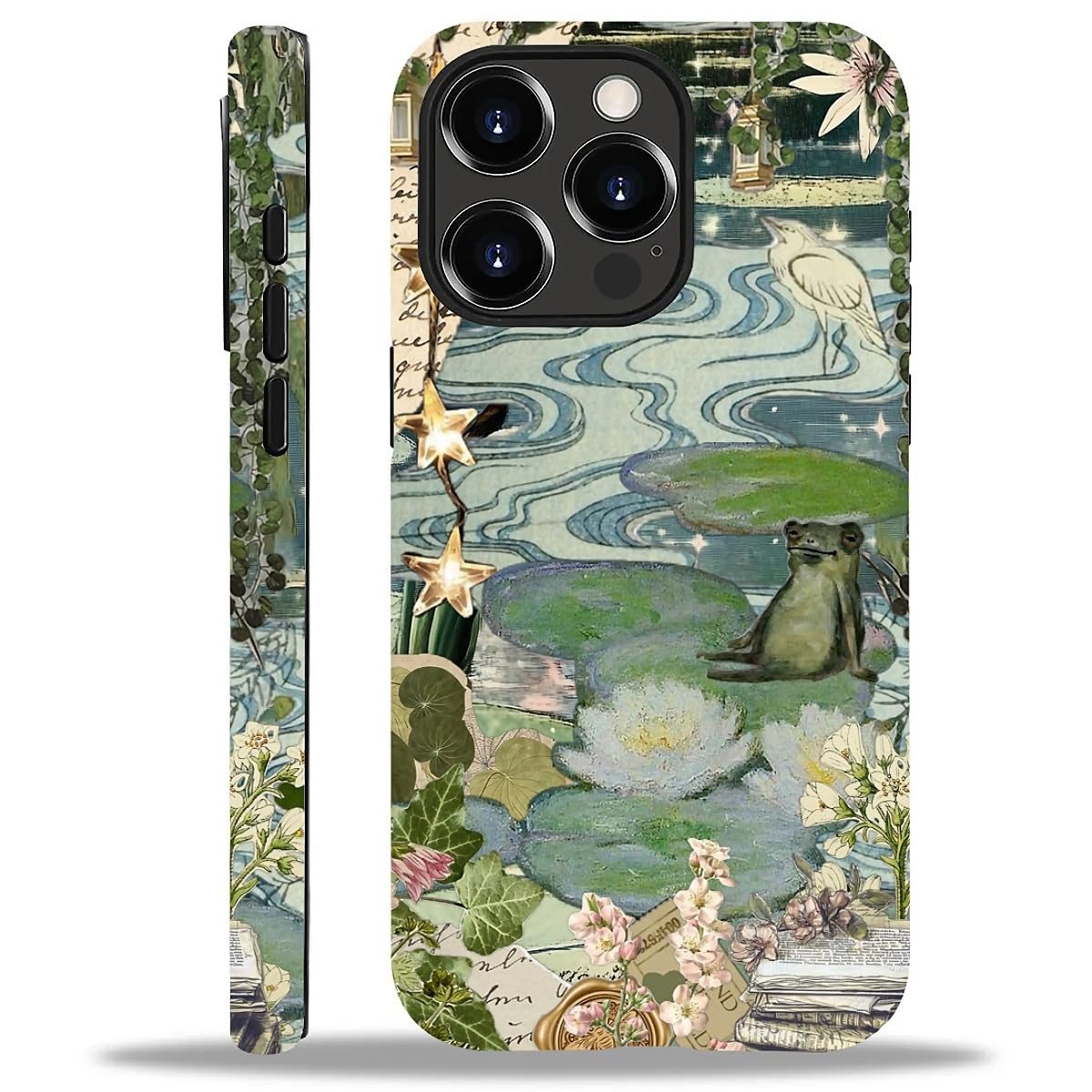 Akinmi Case for iPhone 14 Pro Max,Aesthetic Frog Pond Splice Exquisitely Pattern Double Protective Phone Cover Cases Soft Silicone for iPhone 14 Pro Max