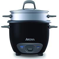 Aroma Housewares 6-Cup (Cooked) Pot-Style Rice Cooker and Food Steamer, Black ARC-743-1NGB