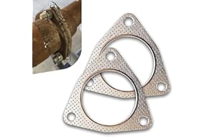 Ferianl 2PCS 2.5" 3-Bolt High Temp Exhaust Flange Gasket, Multifunctional Manifold, Header, Muffler, Catalytic Converter Gaskets, Suitable for Turbo, Manifold, Header Down, Dump Pipe Flange (Silver)