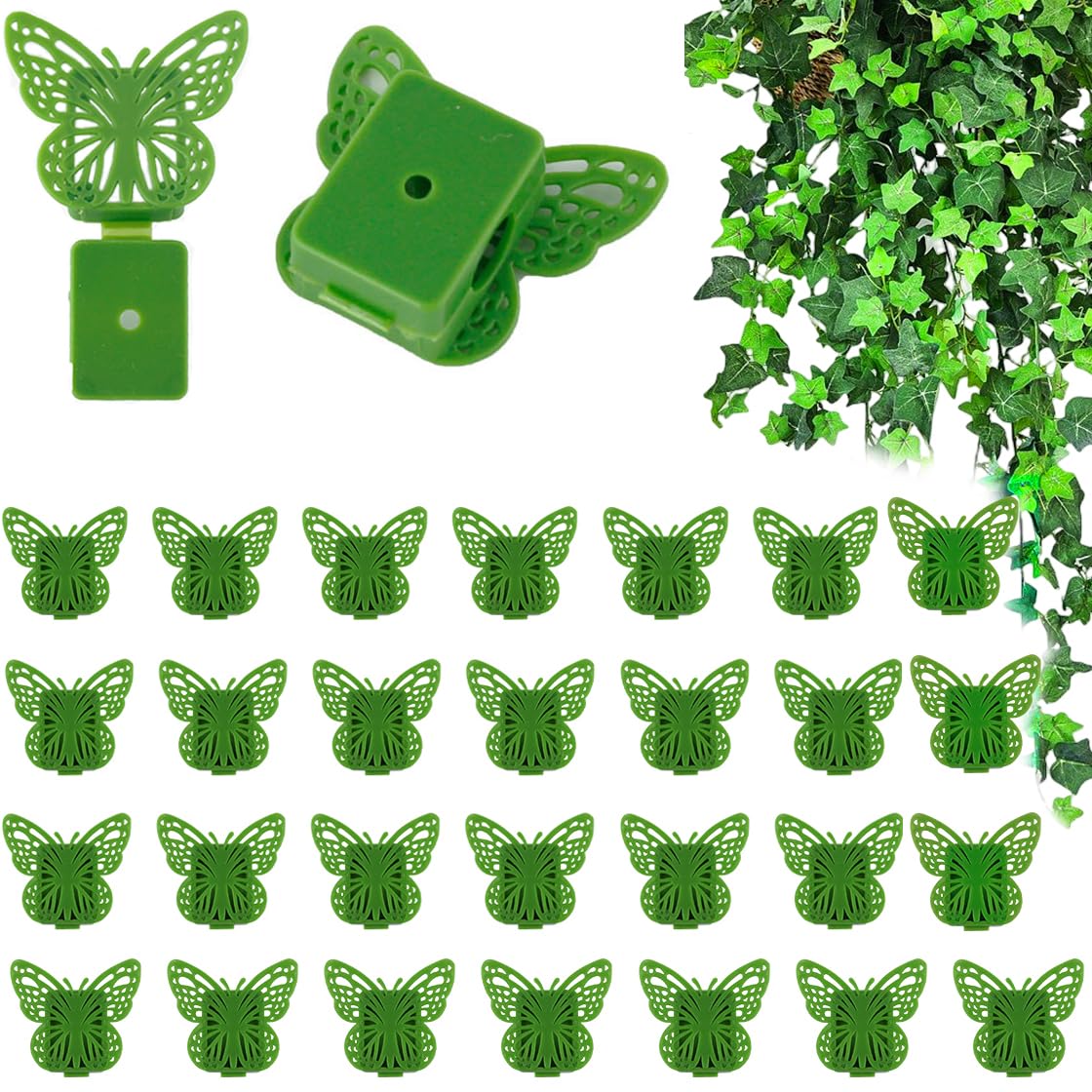 HyzaPhix 40pcs Plant Clips, Butterfly Plant Climbing Wall Fixture Clips Invisible Plant Wall Fixer Clips Vines Holder for Gardening Plant Grow Upright Home Decoration