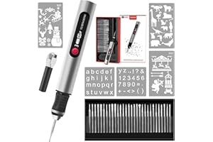 TUBINOONE Engraving Pen, Cordless Engraving Pen for Artists & DIYers, Engrave 50+ Surfaces - Beginner Friendly - Rechargeable - Free 30 Bits & Mastery Guide & Stencils