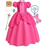 RELARLiYA Princess Dress for Girls Pink Princess Kids Costume Cosplay Halloween Birthday Party Outfit 3-12Y