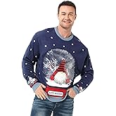 Men`s Ugly Christmas Sweater Unisex Women`s Funny Novelty Santa Pullover for Party Go Snow Gnome or Go Home X-Large
