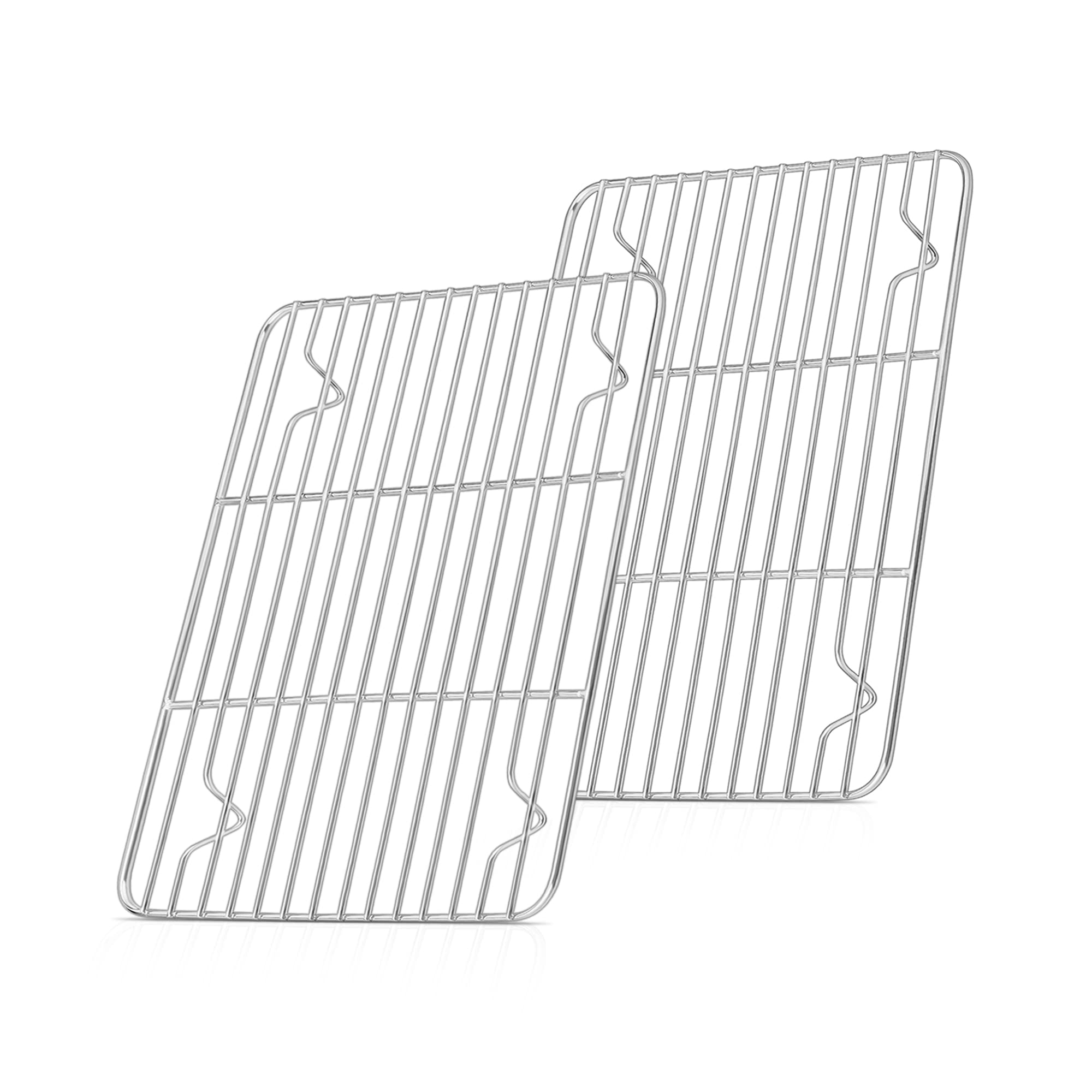 Cooling Rack Set of 2, Herogo Stainless Steel Wire Grill Rack for Baking Roasting Cooling, 24.8 x 19 x 1.5cm, Metal Rectangle Oven Shelf for Cake Cookie Bread, Oven Safe & Dishwasher Safe