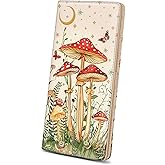 Immaturus Mushroom Womens Wallet, Slim Thin RFID Blocking Card Wallets, Bifold PU Leather Credit Card Holder Organizer, Cute Cash Clutch Long Billfold with Zipper Coin Pocket Ladies Girls Gift
