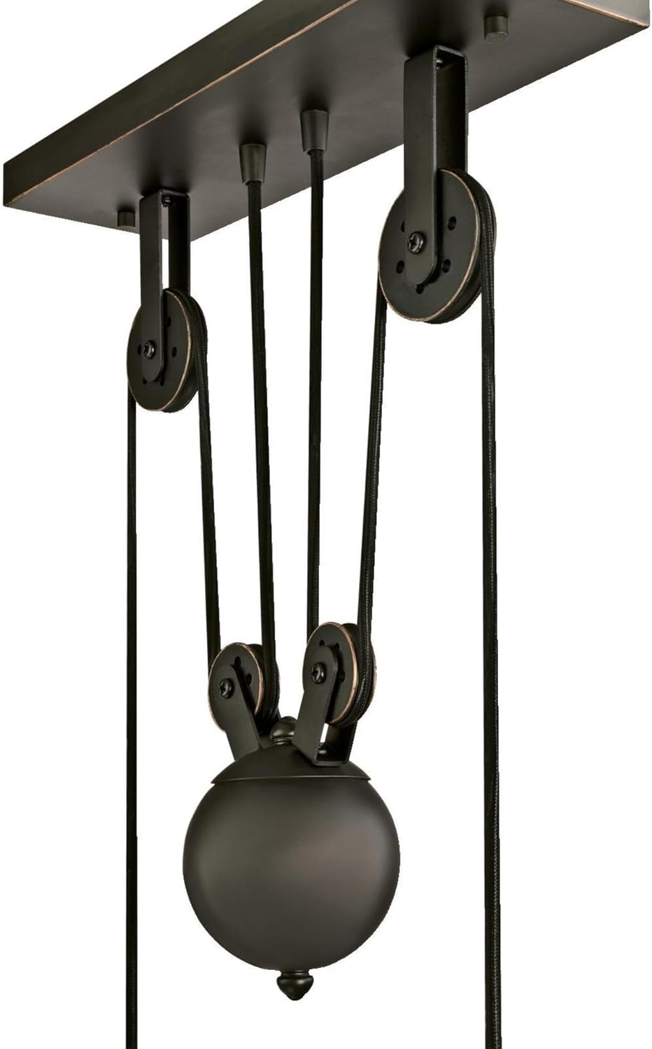 Westinghouse Lighting 6332500 Iron Hill Three-Light Indoor Island Pulley Pendant, Finish with Highlights and Metallic Interior, 3, Oil Rubbed Bronze/Bronze - - 