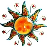 Comfy Hour Spring Is Here Collection 15" Red Brown Metal Art Sunface Wall Décor, Wall Attached, Home Decoration