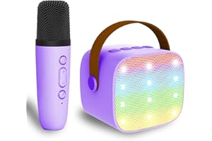 DARKANT Mini Karaoke Machine for Kids & Adults, Kids Toys for Girls & Boys Gifts, Bluetooth Speaker with 1 Wireless Microphone for Kids Adults Toddler Girls Home Party Birthday Gifts Purple