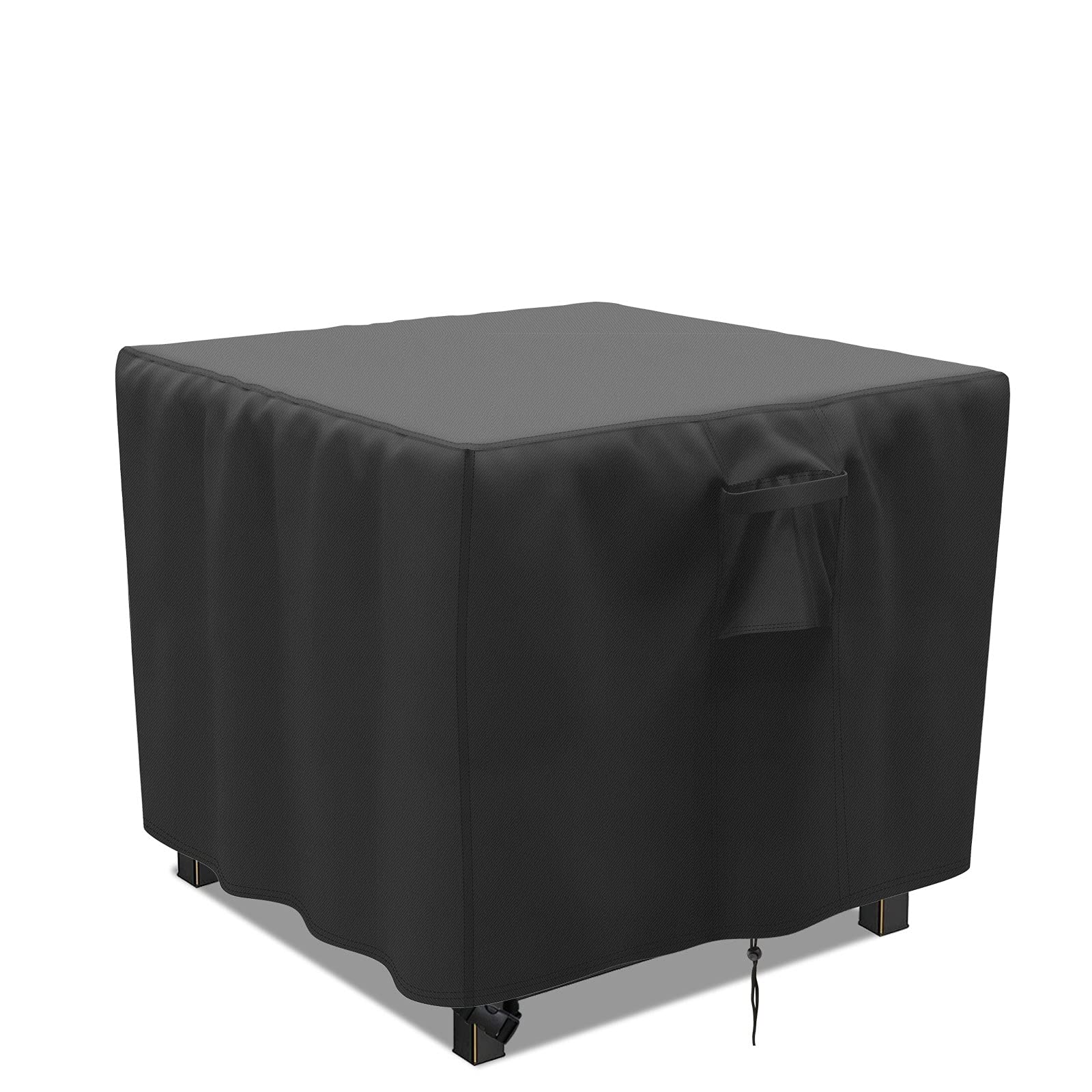 Fenghome Fire Pit Cover, Waterproof Square Fire Pit Cover with Adjustable Hem for Garden Furniture Fire Pit Table Heavy Duty Windproof Outdoor Fireplace Cover-76x76x63cm (Black)