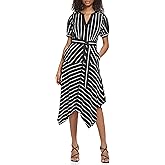 Karl Lagerfeld Paris Womens Striped Midi Shirt Dress