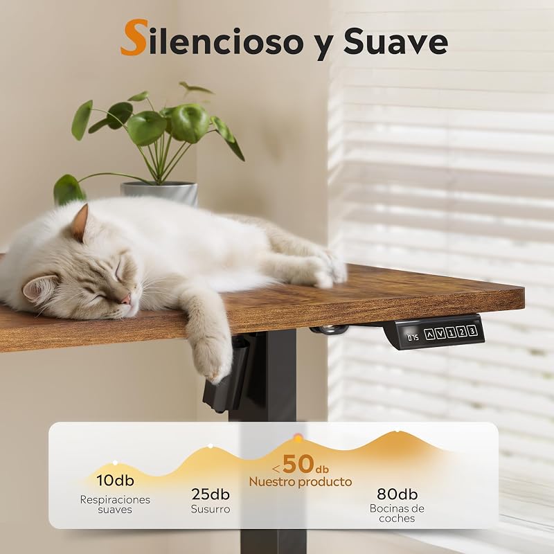 Escritorio Elevable Eléctrico,Mesa Regulable Rltura 160 x 70cm con 3 Memorias,Mesa de Oficina con Panel Inteligente en Casa con Tablero Ensamblado, Roble Natural