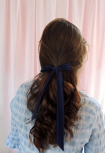 French Navy Silk Hair Tie Amazon Co Uk Handmade