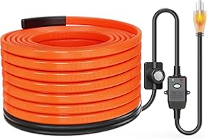 Suriwee Heat Tape for Water Pipes with Thermostat & GFCI, Energy-Saving Pipe Heating Cable, Prevents Freezing, Works at -22℉,