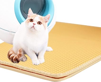 Authda Tapis Litiere Chat Nid D Abeille Petit Tapis Litiere Chat Impermeable Double Couche En Nid D Abeille Eva Foam Bac A Litiere Pour Chats Jaune Amazon Fr Bricolage