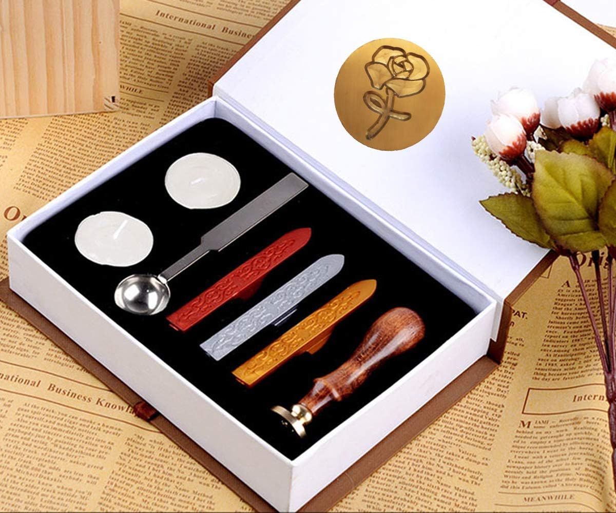 Amazon.com: ZKZNsmart Wax Seal Stamp Set, Wax Seal Stamp Stick Melting Spoon Candle Set, Stamp Seal Sealing Wax Retro Classic Vintage Seal (Rose)