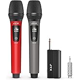 JYX Wireless Microphones, Dual UHF Handheld Dynamic Mic with Receiver, 6.35mm(1/4")Output,3.5mm (1/8") Adapter,160ft Range, Metal Rechargeable Karaoke Microphones for Party, Wedding, Class, Speech