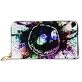 Women Halloween Large Capacity Soft Genuine Leather Wristlet Wallet Passport Holder Zip Clutch Holder Purse