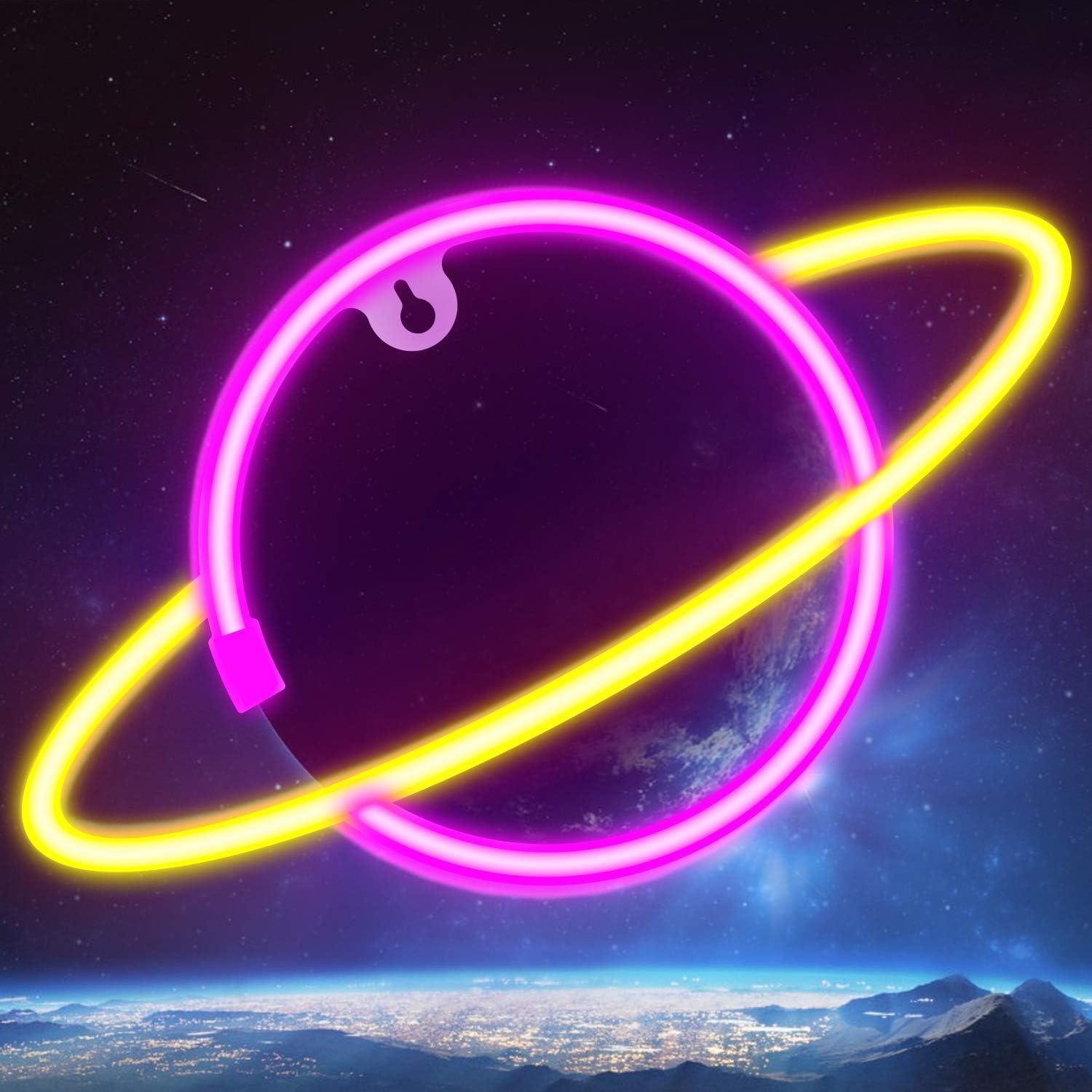 Ifreelife Planet Neon Signs LED Night Light USB Charging/Battery