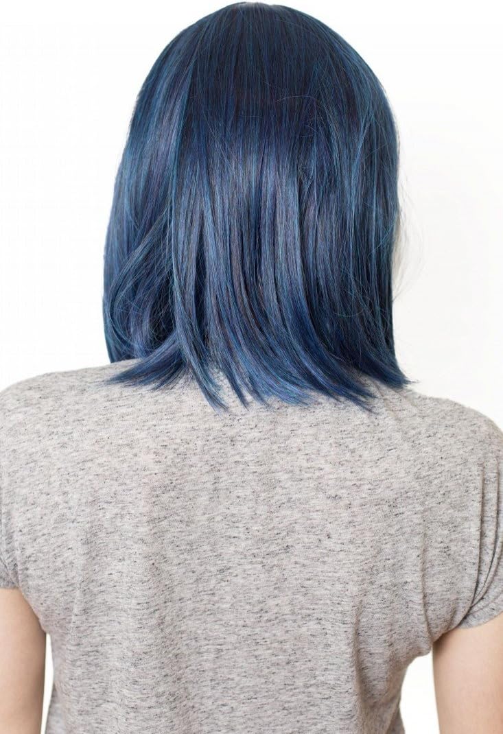 Prettyland matt Natural static-free Straight Wig Mid-Length for Daily Life with Bangs - Dark Blue (black Blue Mixed) C180 - Image 4