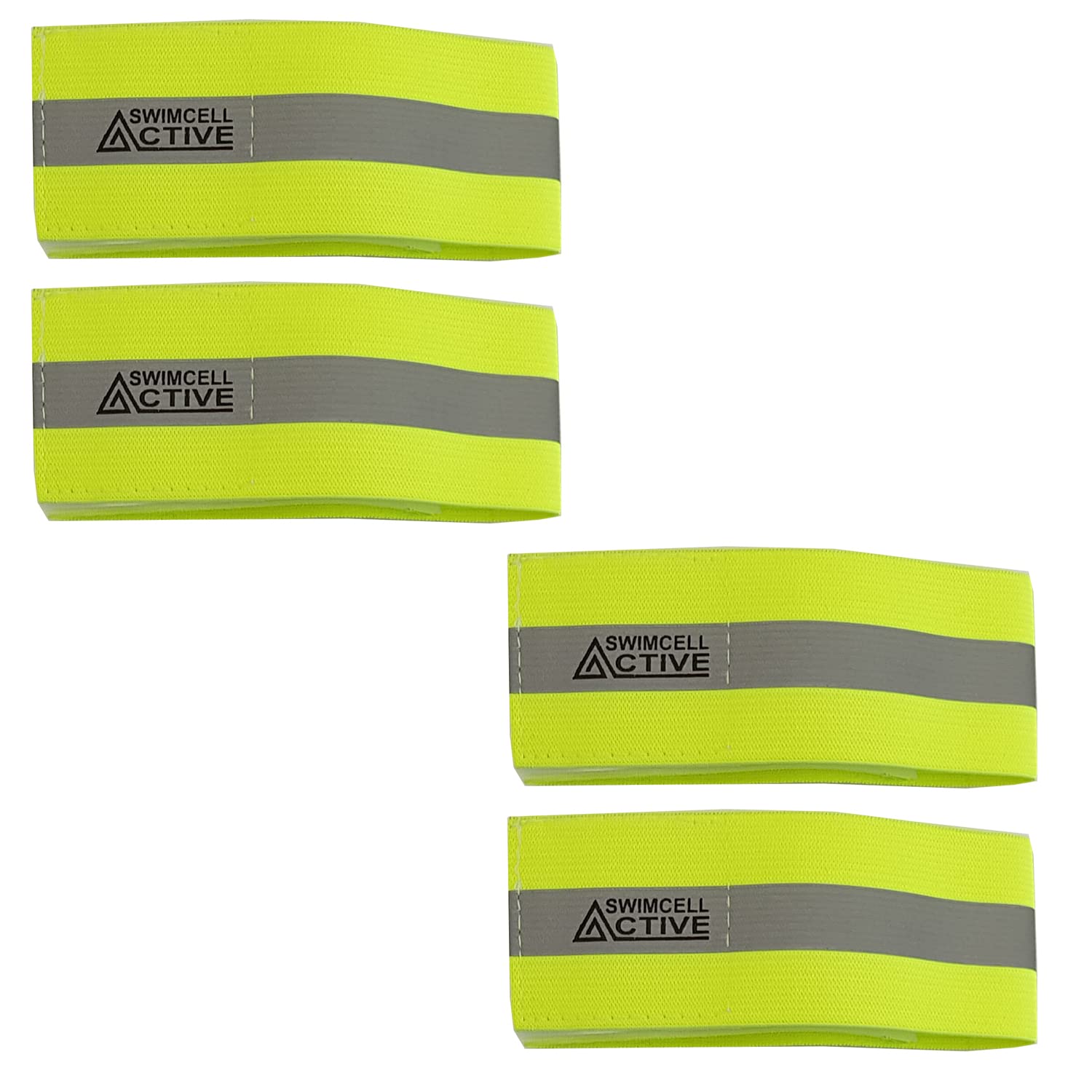 SwimCell High Visibility Reflective Armbands - Reflective Running Gear - Elasticated Hi Vis Bands - Walking Reflective Straps - Hi Vis Running bands - Neon Yellow