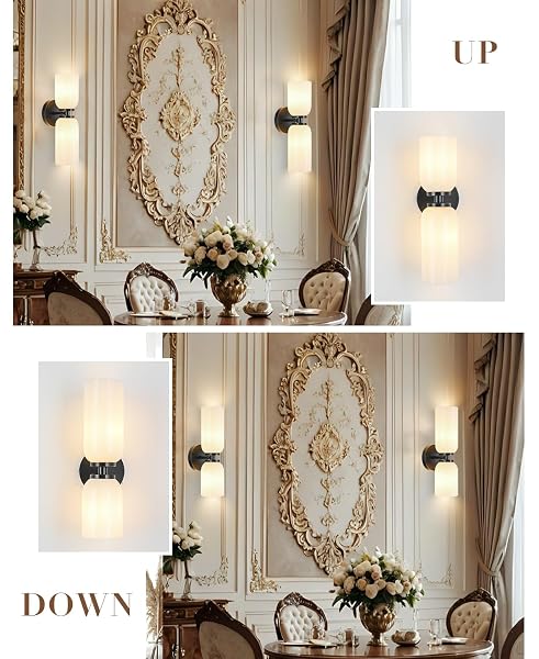 FONTA VERDE COPPER 2-LIGHT VINTAGE WALL SCONCES, MATTE BLACK VINTAGE WALL SCONCE LIGHT, WHITE FROSTED GLASS MODERN BATHROOM SCONCES, WALL SCONCE FOR BEDROOM, BATHROOM, INDOOR
