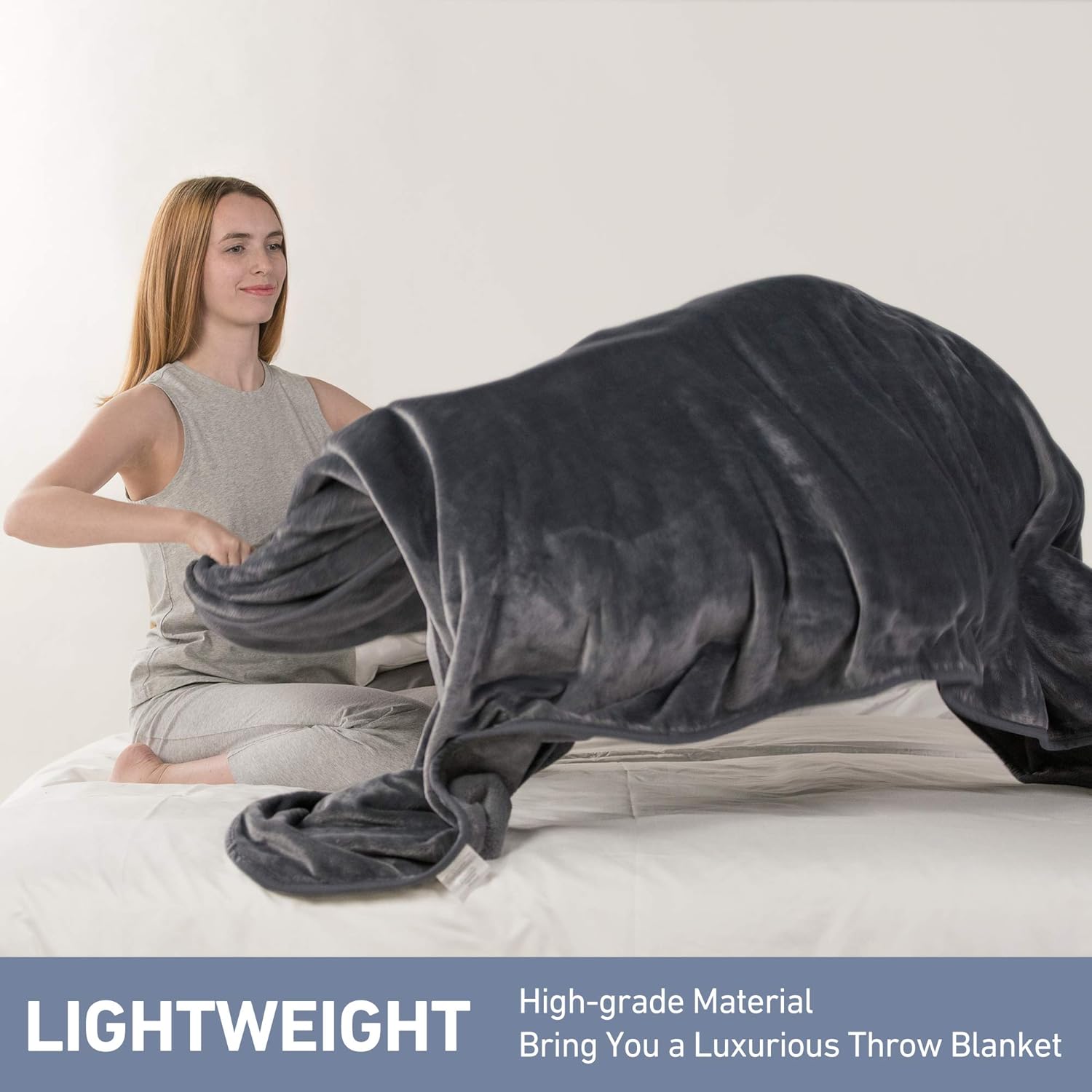 Leeden Ultra Soft Throw Blanket King Size All Season Flannel Fleece Blankets Throws for Couch Sofa Bed Plush Thick Warm Fuzzy Anti-Static Lightweight Microfiber (Dark Grey,108"x 90"): Home & Kitchen