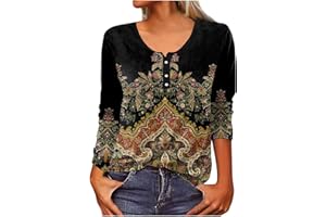 HTHLVMD Womens Long Sleeve v Neck Button Tops Casual Slim Fashion Floral Print Collar Top Blouse T-Shirt Bottom Shirt