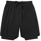 DANI CHINS Boys 2 in 1 Athletic Active Shorts Sports Running Quick Dry Breathable Compression Shorts