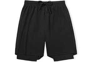 DANI CHINS Boys 2 in 1 Athletic Active Shorts Sports Running Quick Dry Breathable Compression Shorts