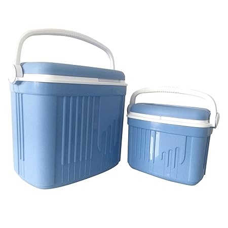 ToCi Kühlbox Groß und Klein | 2 Passive Kühlboxen (32 und 8 Liter) in Blau | Camping Kühltaschen-Set