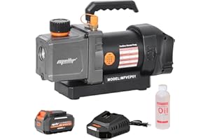 Cordless 2.5CFM Vacuum Pump Kit Compatible with Dewalt 20V Max Battery, 80W Single Stage, Battery Powered, w/ 4.0ah Battery, 