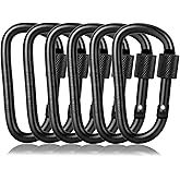 6 Pack Small Locking Carabiner, 3 Inch Aluminum D-Shape Snap Hook with Screw Gate for Hiking, Camping, Fishing&Backpack(Not for Climbing)