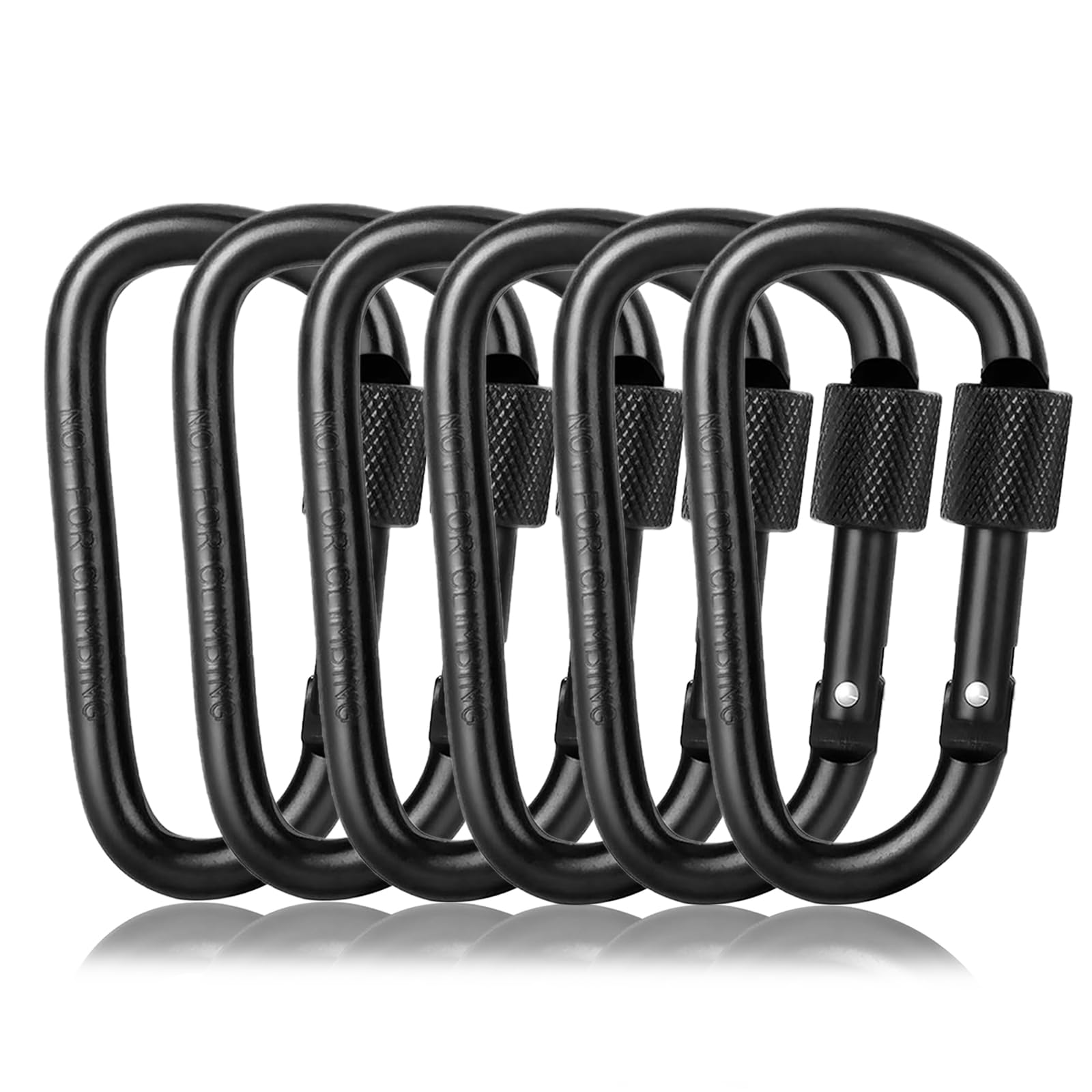Photo 1 of 6 Pack Small Locking Carabiner Clips - 3 Inch Aluminum Alloy D-Ring Key Hooks with Twist Lock, Secure for Keys, Pet Leash, Travel Accessories (Not for Climbing)(Black)