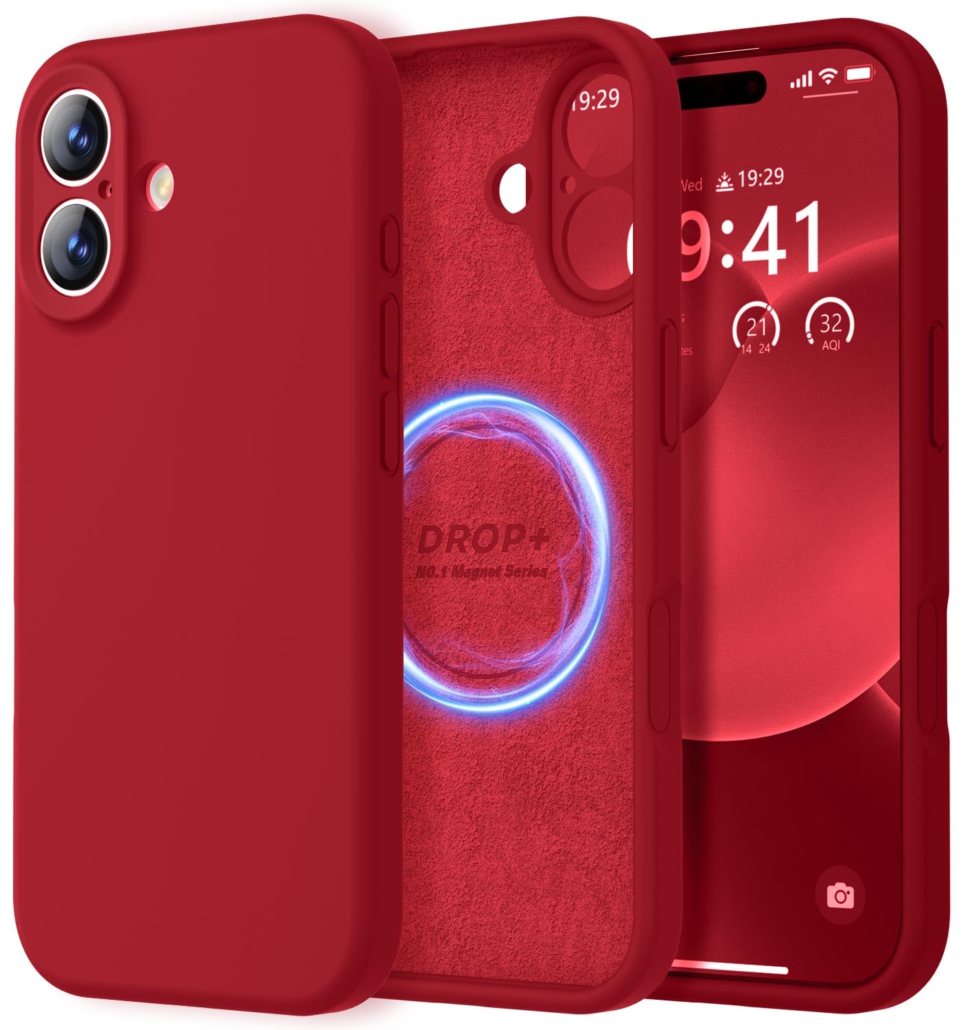 LOVE 3000 Designed for iPhone 17 Case, Premium Silicone [Compatible with Magsafe][Soft Anti-Scratch Microfiber Lining] Shockproof Protective Phone Case for Men Women 6.3", Red