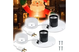 TTQ 2 Set Blow Mold Light Kit Replacement for E27 E26,Single Bulb Light Cord with On/Off Switch & Fuse Plug for Indoor Outdoor Halloween Blow Mold Christmas Village House Decor