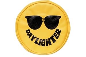 KC HiLiTES 5205 6" Round Yellow Vinyl Light Cover w Sunglasses Logo - Set of 2