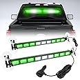BooYu [Upgraded Switchable 4 Colors Emergency Strobe Traffic Advisor Light Bar 162 LED Windshield 2 in 1 Visor Safety Warning Hazard Flashing Lights for Firefighter Police Truck Vehicle (Green/White)
