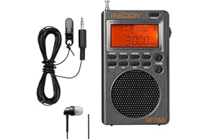 RADIODDITY Raddy RF760 Portable SSB Shortwave Radio Receiver with NOAA Alert, Full Band AM/FM/SW/CB/VHF/UHF/WX/AIR, Battery Operated, Rechargeable Digital Radio with Earphone Jack and 9.7ft Wire Antenna