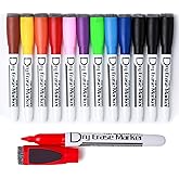 Volcanics Magnetic Dry Wipe Pens Dry Erase Markers With Eraser Cap Low Odor Fine Tip Whiteboard Pens Pack of 12,10 Colors