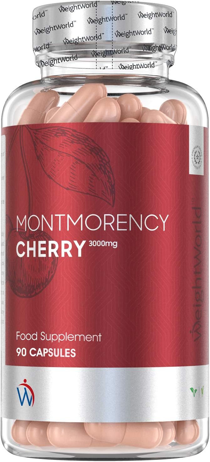 Montmorency Cherry Capsules 6000mg, 180 Tart Cherry Capsules, 3 Months Supply, Vegan-Friendly