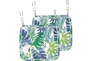 DYTXIII Patio Cushion Covers 24 X 24 X 4 inch, Outdoor Chair Seat Covers with Zipper Only, Water Resistant Cushion Slipcovers Furniture Replacement for Garden Sofa Wicker 2 Pack, Islamorada Blue Green