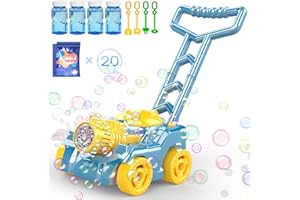 WESFUNER Bubble Machine,Bubble Blower Maker,Bubble Lawn Mower for Toddlers,Summer Outdoor Push Backyard Gardening Toys,Wedding Party Favors,Christmas Birthday Gifts for Preschool Boys Girls