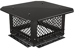 GENERIC Chimney Cap 14x14 Cover Square: All Weather Chimney Caps for Outside Black Galvanized Steel - Easy Assembly Adjustable Top and Side Mount Roof Rain Cap for Single Flue & Outdoor Fireplace