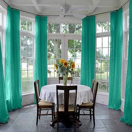 Amazon Com Drapifytex Solid Peacock Blue Sheer Curtain Pinch