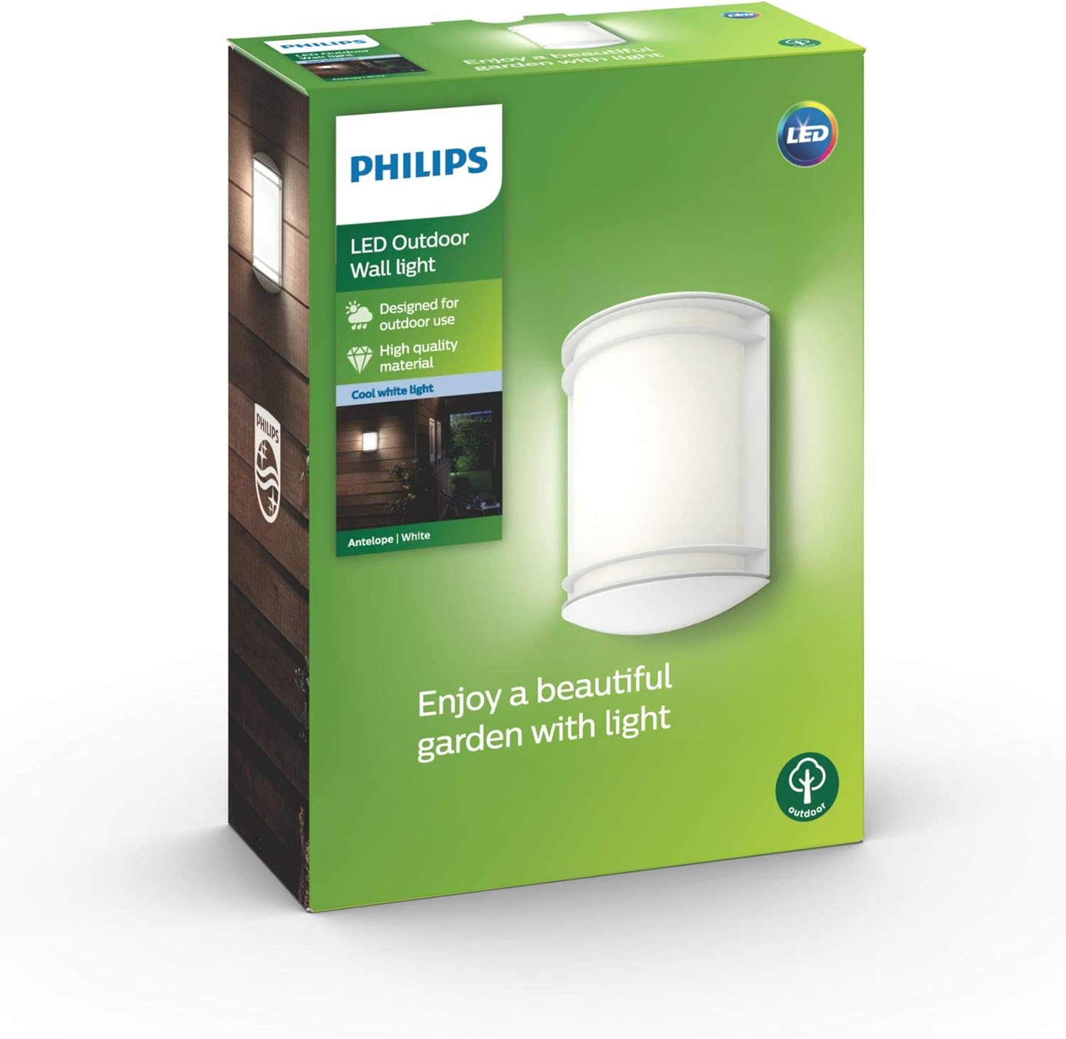 Philips Antelope LED Outdoor Wall Light, 5.5W, 750 lm, 4,000 K Cool White Light, IP44 Weather-Resistant, Built-in LED, White - Image 5